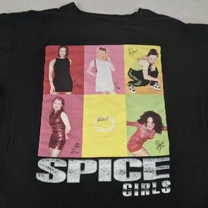 Spice Girls Tee Shirt Featuring Band Members with Signatures Oversized S/M